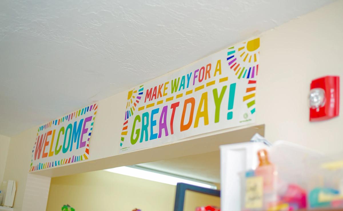 Classroom welcome banners and learning space